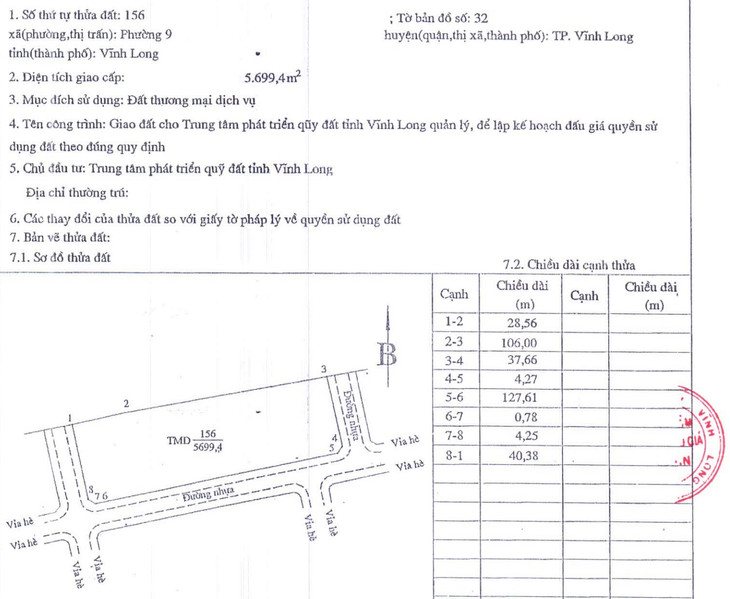 Thông tin thửa đất thương mại dịch vụ số 2