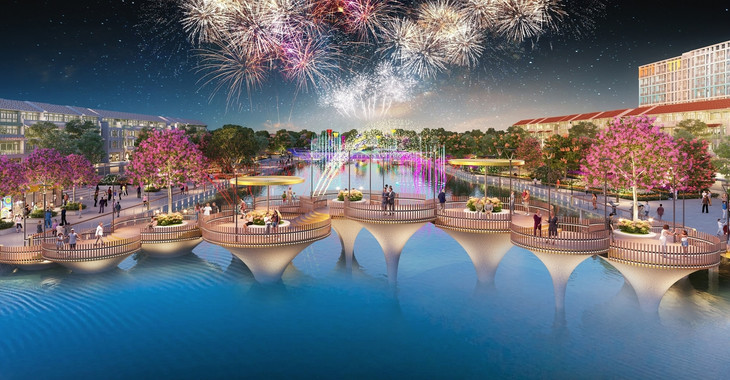 Trục đại lộ trở thành “sân khấu” cho show trình diễn nhạc nước đỉnh cao mỗi đêm. Ảnh phối cảnh minh họa Sun Property Trục đại lộ trở thành “sân khấu” cho show trình diễn nhạc nước đỉnh cao mỗi đêm. Ảnh phối cảnh minh họa Sun Property