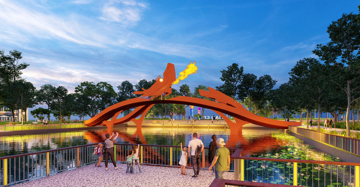 Cầu Long Kiều dẫn lối vào không gian văn hóa lễ hội, tái hiện hình ảnh rồng thiêng. Ảnh phối cảnh minh họa Sun Property Cầu Long Kiều dẫn lối vào không gian văn hóa lễ hội, tái hiện hình ảnh rồng thiêng. Ảnh phối cảnh minh họa Sun Property