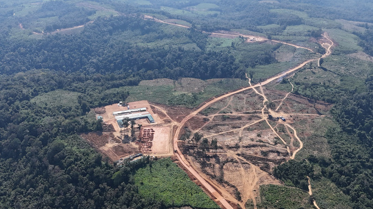 Ảnh thực tế công trường đang thi công dự án điện gió Savan tháng 12/2024