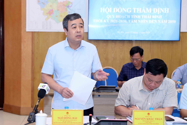 Bí thư Tỉnh ủy Thái Bình Ngô Đông Hải phát biểu tại Phiên họp. Ảnh: Đức Trung