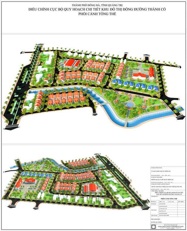 Phối cảnh tổng thể Khu đô thị Đồng đường Thành Cổ (ảnh: Trung tâm Phát triển quỹ đất tỉnh Quảng Trị)