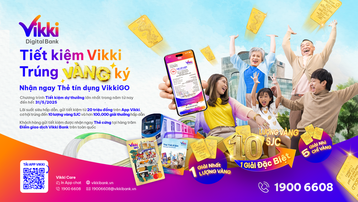 Chương trình gửi tiết kiệm hấp dẫn nhất thị trường: “Tiết kiệm Vikki, Trúng vàng ký”