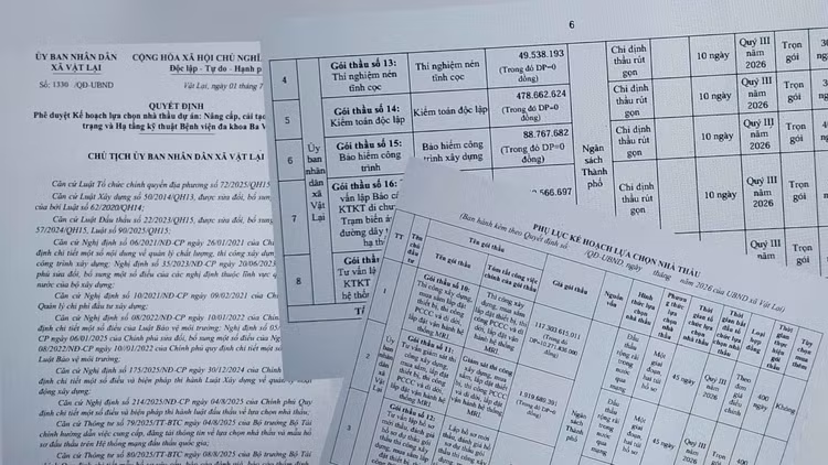 Khối lượng công việc đã được tách thành Gói thầu số 13 theo Kế hoạch lựa chọn nhà thầu nhưng vẫn xuất hiện trong bảng khối lượng mời thầu của Gói thầu số 10. Ảnh chụp từ HSMT: Ngọc Tuấn