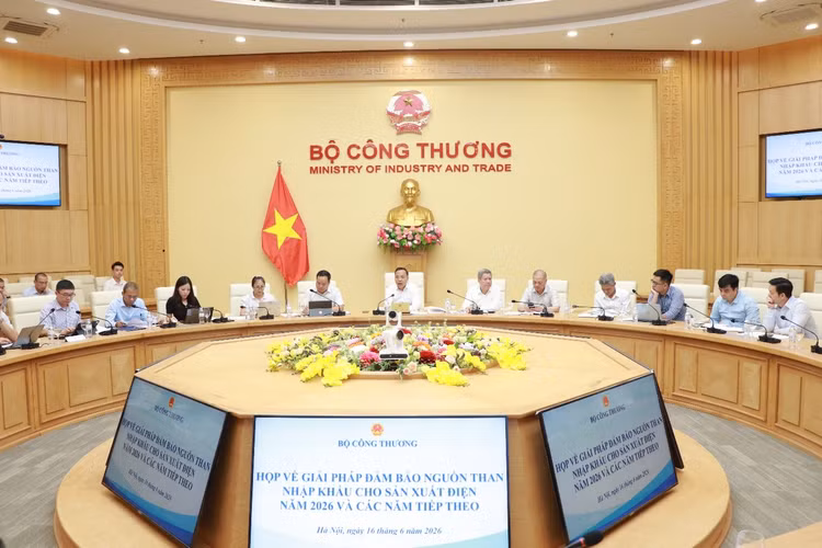 Thứ trưởng Bộ Công Thương Nguyễn Hoàng Long chủ trì cuộc họp về giải pháp đảm bảo nguồn than nhập khẩu cho sản xuất điện năm 2026 và các năm tiếp theo (Ảnh: Moit)