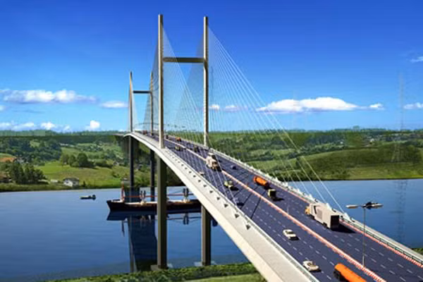 Cầu Cát Lái sẽ là loại cầu dây văng với tĩnh không 55 m. Ảnh minh họa