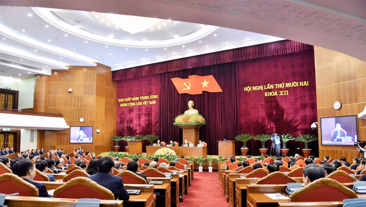Toàn cảnh Phiên bế mạc Hội nghị lần thứ 12 Ban Chấp hành Trung ương Đảng khóa XII. Ảnh: Nhật Bắc