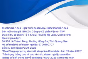 Công ty cổ phần Vật tư - TKV thông báo gia hạn thời gian nhận Hồ sơ chào giá cho đơn hàng PG09-2026 