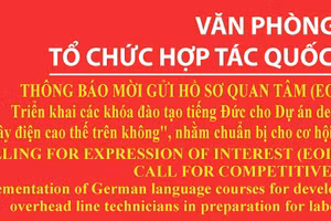THÔNG BÁO MỜI GỬI HỒ SƠ QUAN TÂM (EOI) - GÓI THẦU CẠNH TRANH SỐ 10039353