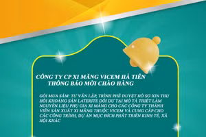 Công ty CP Xi măng Vicem Hà Tiên thông báo mời chào hàng