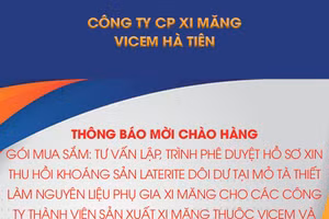 Công ty CP Xi măng Vicem Hà Tiên thông báo mời chào hàng