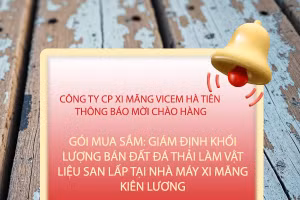 Công ty CP Xi măng Vicem Hà Tiên thông báo mời chào hàng