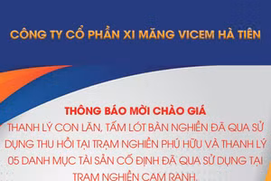 Công ty cổ phần Xi măng VICEM Hà Tiên thông báo mời chào giá