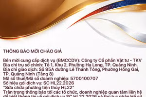 Công ty CP Vật tư - TKV thông báo gia hạn thời gian nhận HSĐX gói DV SC HL22.2026 