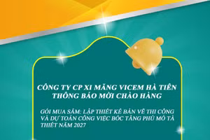 Công ty CP Xi măng Vicem Hà Tiên thông báo mời chào hàng