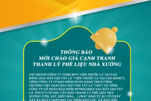 Thông báo mời chào giá cạnh tranh thanh lý phế liệu nhà xưởng