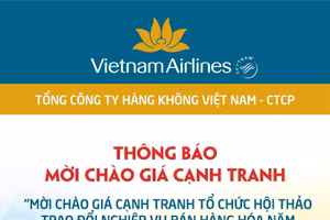 Chi nhánh Tổng công ty Hàng không Việt Nam - CTCP Khu vực Việt Nam (CNVN) thông báo mời chào giá cạnh tranh