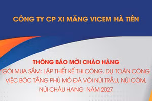 Công ty CP Xi măng Vicem Hà Tiên thông báo mời chào hàng