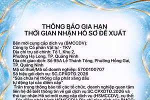 Công ty cổ phần Vật tư - TKV thông báo gia hạn thời gian nhận Hồ sơ đề xuất cho gói dịch vụ SC.CPXDTĐ.2026 