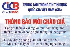 Trung tâm thông tin tín dụng Quốc gia Việt Nam (CIC) thông báo mời chào giá 