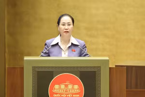Bộ trưởng Bộ Văn hóa, Thể thao và Du lịch Lâm Thị Phương Thanh trình bày Tờ trinh dự án Luật - Ảnh: chinhphu.vn