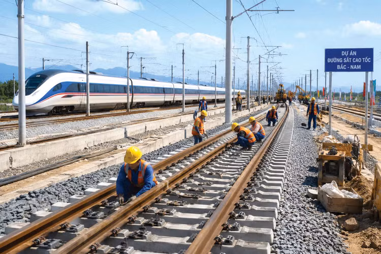 Đầu tư đường sắt tốc độ cao Bắc - Nam đòi hỏi sự kết nối, hợp tác của nhiều doanh nghiệp lớn trong lĩnh vực xây lắp, công nghiệp và công nghệ. Ảnh: Nhã Chi AI