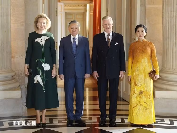 Tổng Bí thư, Chủ tịch nước Tô Lâm và Phu nhân Ngô Phương Ly hội kiến Nhà vua Bỉ Philippe và Hoàng hậu Mathilde - Ảnh: TTXVN
