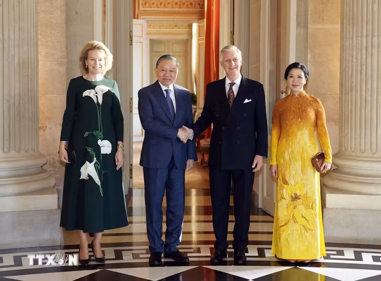 Tổng Bí thư, Chủ tịch nước Tô Lâm và Phu nhân Ngô Phương Ly hội kiến Nhà Vua Bỉ Philippe và Hoàng hậu Mathilde - Ảnh: TTXVN