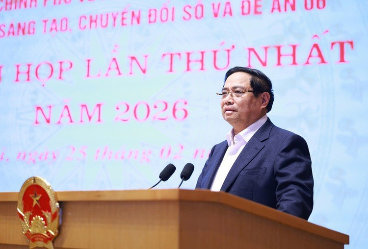 Thủ tướng Phạm Minh Chính, Trưởng Ban Chỉ đạo của Chính phủ về phát triển khoa học, công nghệ, đổi mới sáng tạo, chuyển đổi số và Đề án 06, chủ trì phiên họp lần thứ nhất năm 2026 của Ban Chỉ đạo - Ảnh: VGP/Nhật Bắc. 