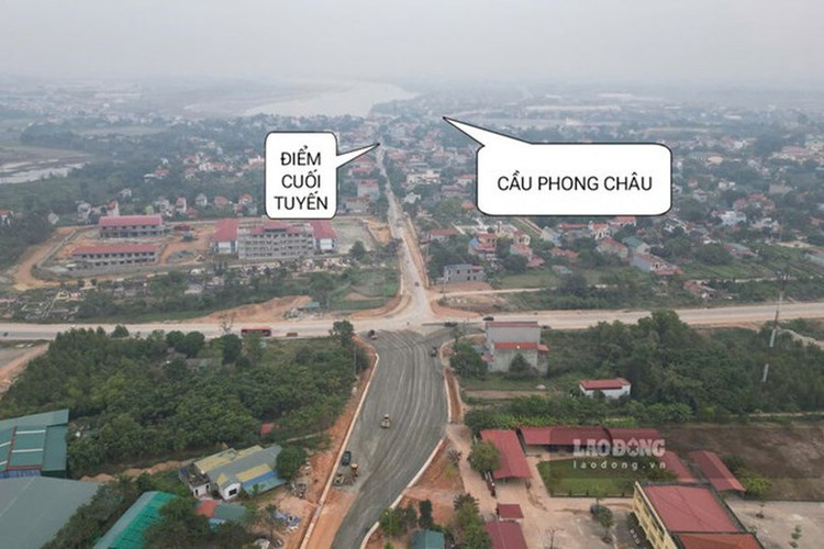 Đoạn đường liên vùng kéo dài có điểm cuối gần cầu Phong Châu.