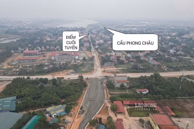 Đoạn đường liên vùng kéo dài có điểm cuối gần cầu Phong Châu.