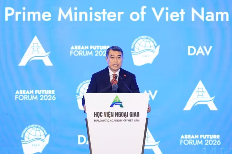 Thủ tướng Chính phủ Lê Minh Hưng phát biểu tại phiên khai mạc Diễn đàn Tương lai ASEAN 2026 - Ảnh: VGP/Nhật Bắc