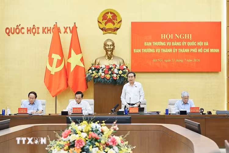Chủ tịch Quốc hội Trần Thanh Mẫn chủ trì Hội nghị - Ảnh: TTXVN