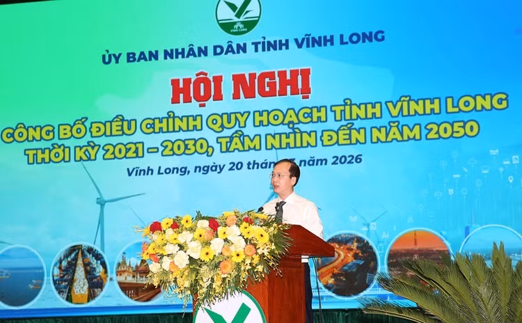 Chủ tịch UBND tỉnh Vĩnh Long Trần Trí Quang phát biểu khai mạc Hội nghị - Ảnh: VGP/LS