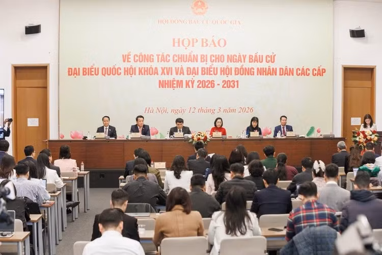 Hội đồng Bầu cử quốc gia tổ chức họp báo về công tác chuẩn bị cho Ngày bầu cử đại biểu Quốc hội khóa XVI và đại biểu Hội đồng nhân dân các cấp nhiệm kỳ 2026-2031 - Ảnh: VGP/Nguyễn Hoàng