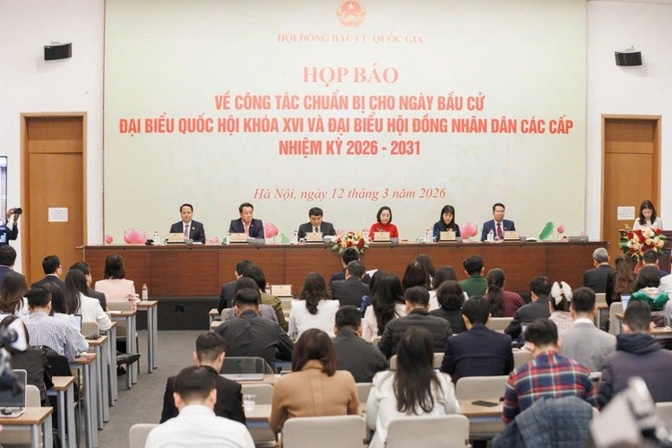 Hội đồng Bầu cử quốc gia tổ chức họp báo về công tác chuẩn bị cho Ngày bầu cử đại biểu Quốc hội khóa XVI và đại biểu Hội đồng nhân dân các cấp nhiệm kỳ 2026-2031 - Ảnh: VGP/Nguyễn Hoàng