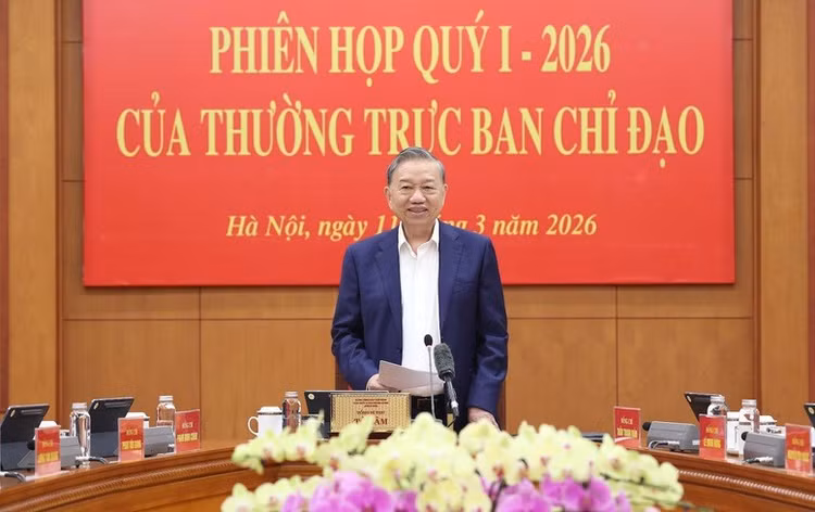 Tổng Bí thư Tô Lâm phát biểu chỉ đạo tại Phiên họp. Ảnh: VGP