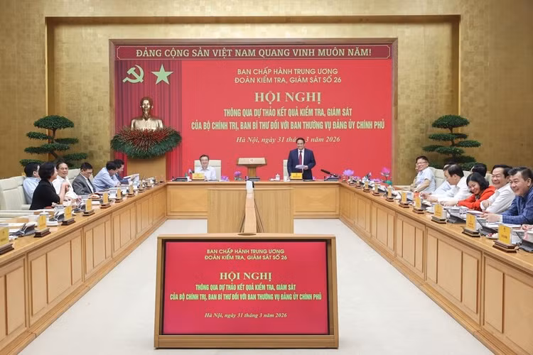 Hội nghị Thông qua dự thảo kết quả kiểm tra, giám sát đối với Ban Thường vụ Đảng ủy Chính phủ - Ảnh: VGP/Nhật Bắc