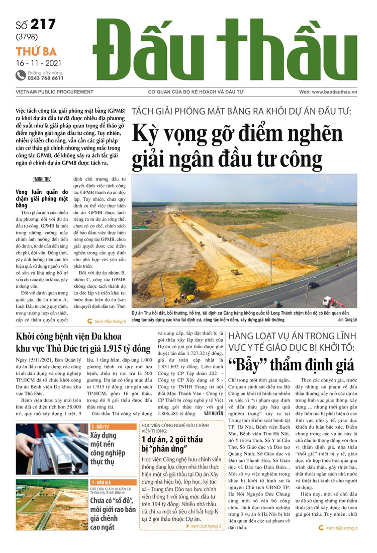 Báo Đấu thầu số 217 ra ngày 16/11/2021