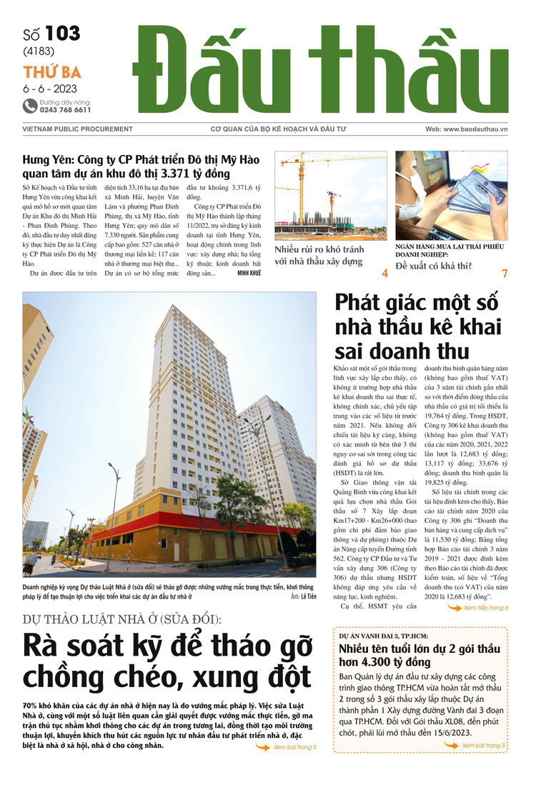 Báo Đấu thầu số 103 ra ngày 6/6/2023