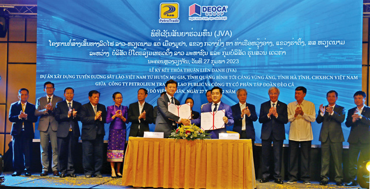 Tập đoàn Đèo Cả và Tập đoàn PTL Holding ký kết hợp tác nghiên cứu đầu tư tuyến đường sắt Việt - Lào