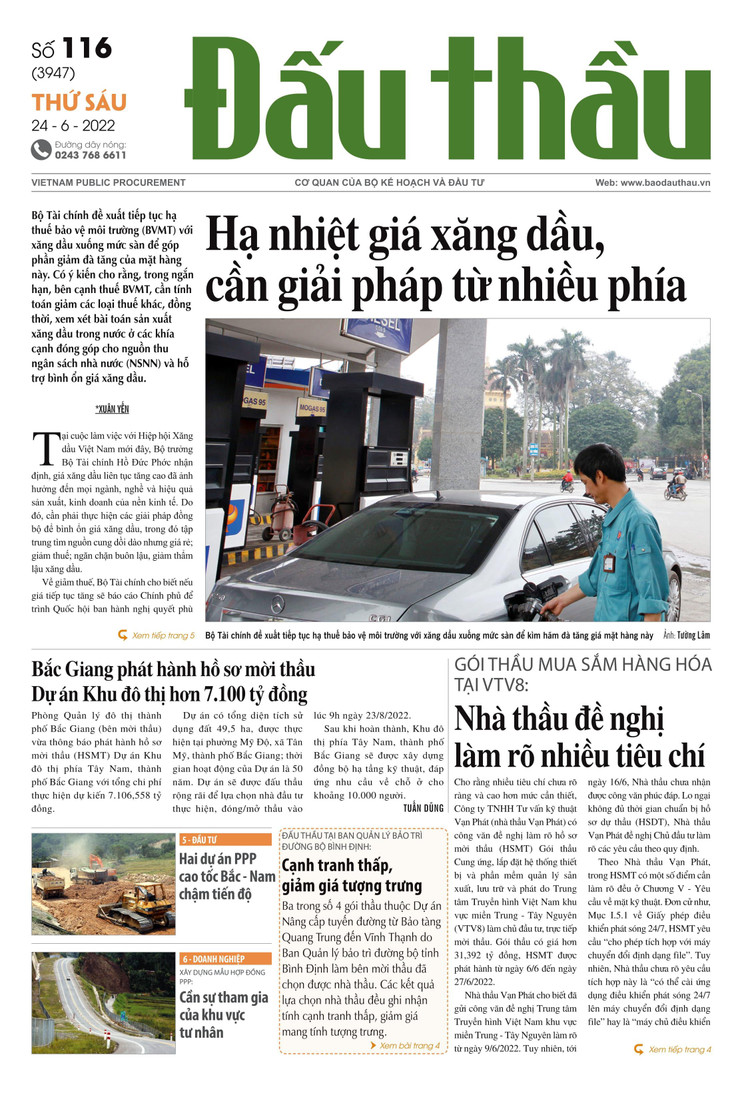 Báo Đấu thầu số 116 ra ngày 24/6/2022