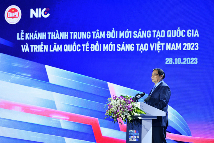 Thủ tướng Chính phủ Phạm Minh Chính phát biểu khai mạc Lễ Khánh thành cơ sở Trung tâm Đổi mới sáng tạo Quốc gia (NIC Hoà Lạc) và Khai mạc Triển lãm Quốc tế đổi mới sáng tạo Việt Nam (VIIE 2023)