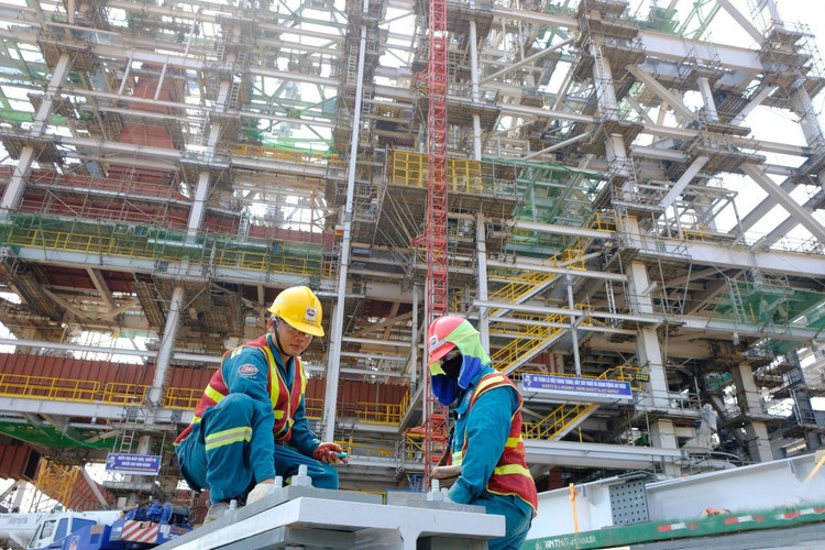 Dự án Nhà máy Nhiệt điện Quảng Trạch 1 đạt trên 60,56% khối lượng. Ảnh: Công Thương