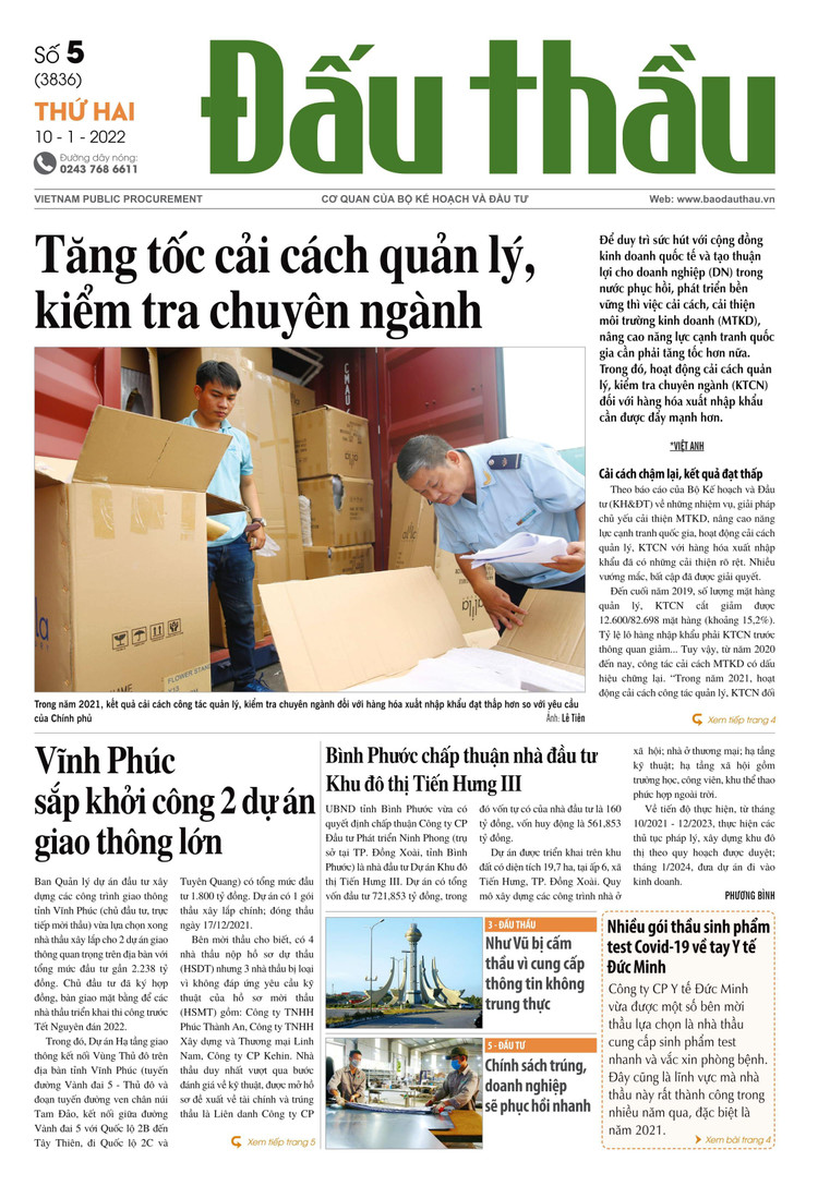 Báo Đấu thầu số 5 ra ngày 10/1/2022