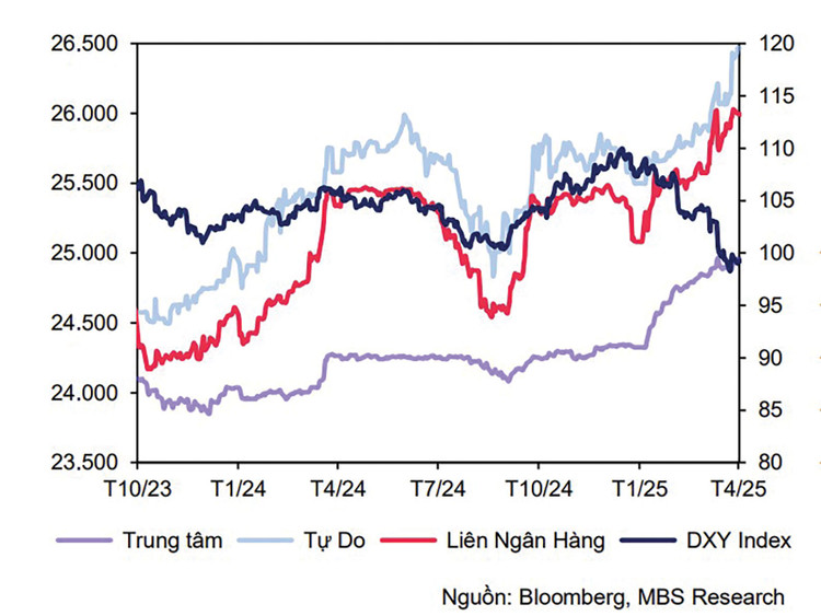 Biến động tỷ giá USD/VND.