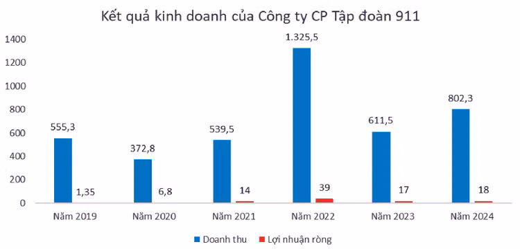 Nguồn: Báo cáo tài chính kiểm toán của Tập đoàn 911. Đơn vị tính: tỷ đồng