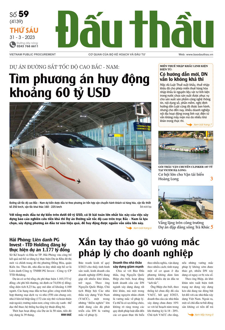 Báo Đấu thầu số 59 ra ngày 31/3/2023