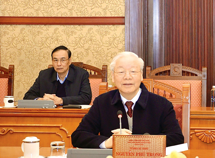 Tổng Bí thư Nguyễn Phú Trọng chỉ đạo một số nhiệm vụ trọng tâm của Trung ương, các cấp ủy. Ảnh: Văn Hiếu