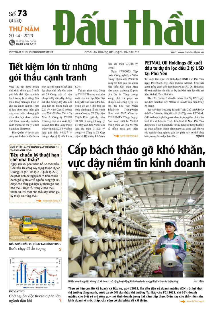 Báo Đấu thầu số 73 ra ngày 20/4/2023